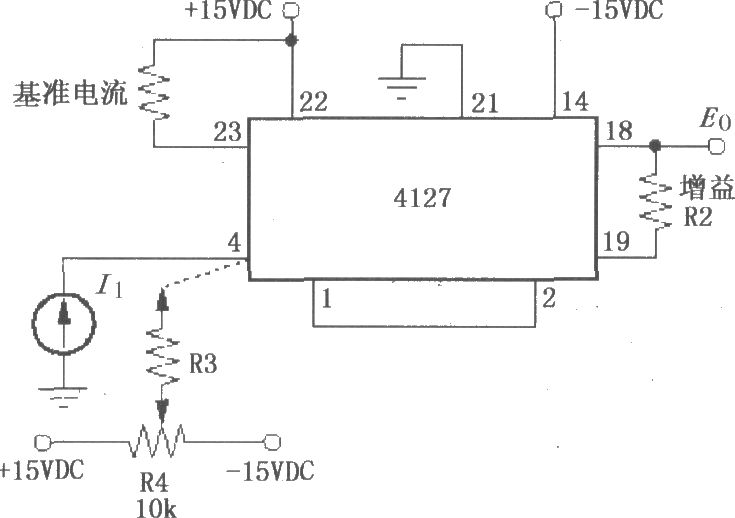 输入电流I1为正时的对数变换功能电路(对数放大器4127)