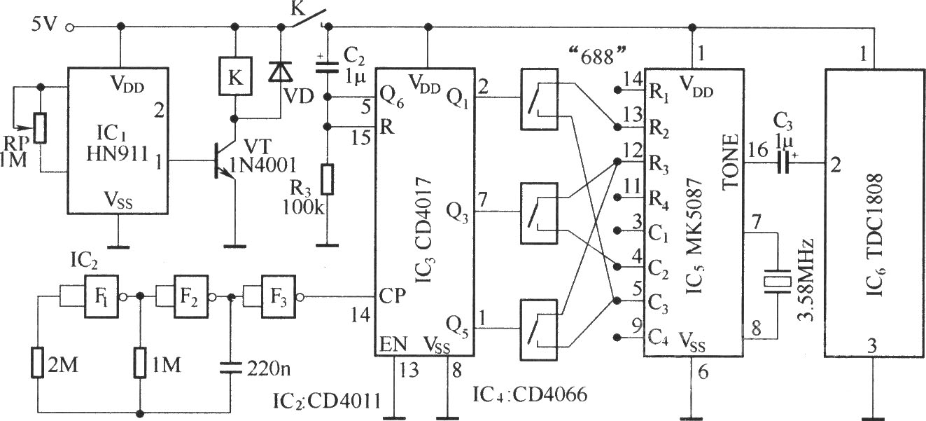 紅外探測多路無線報警電路(TDC1808/TDC1809)