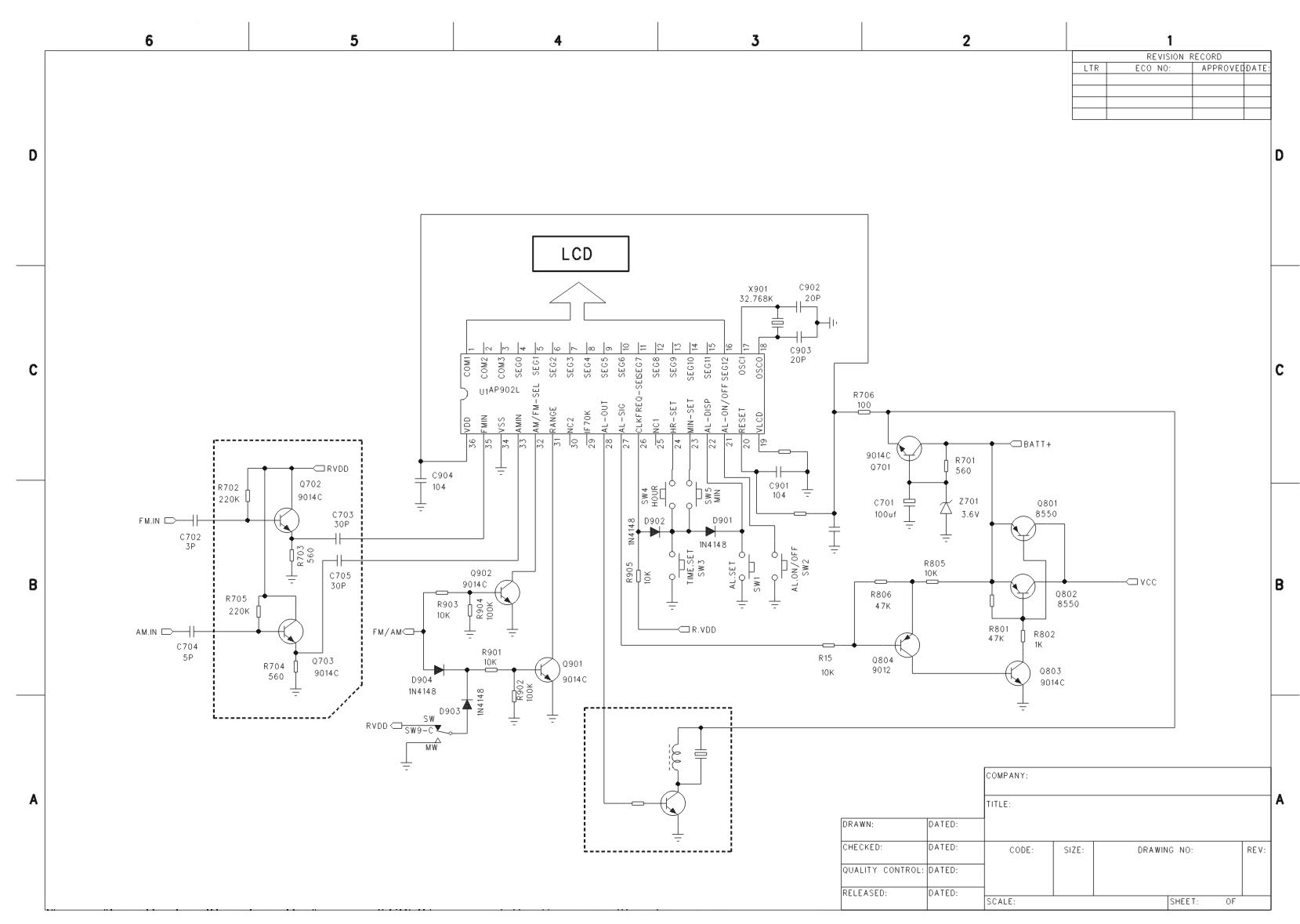 收音頻率液晶顯示收錄機(jī)電路圖