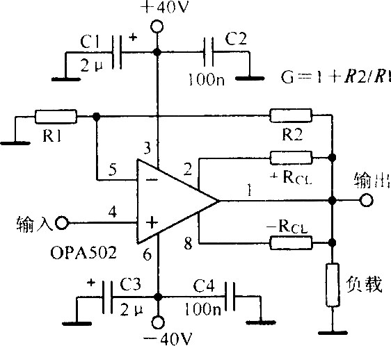 大電流大功率運(yùn)算放大電路OPA502