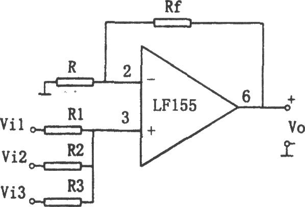 LF155构成的同相加法电路