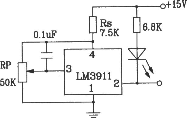 由LM3911單片溫度控制集成電路構(gòu)成的雙電源測(cè)溫電路