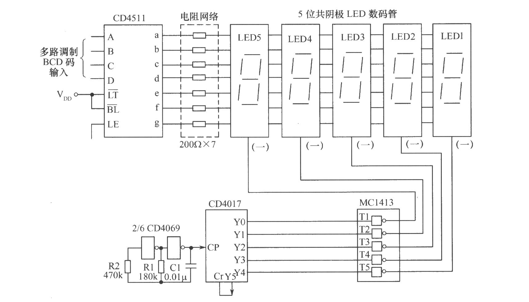 動態(tài)掃描顯示電路