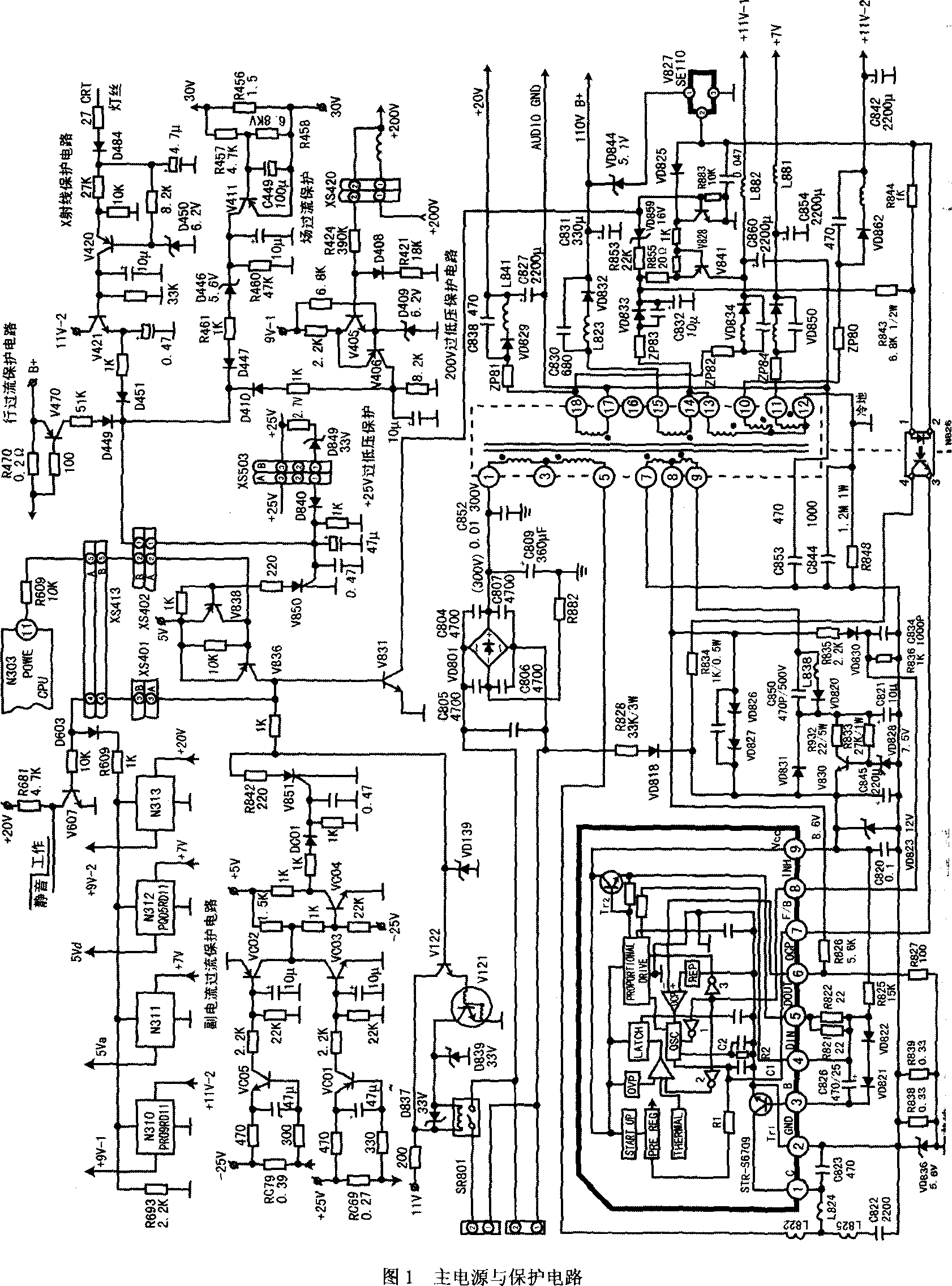 康佳60P機(jī)芯背投彩電電源與保護(hù)電路