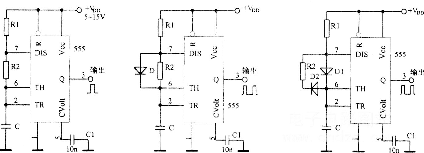 采用集成電路555構(gòu)成多諧振蕩器