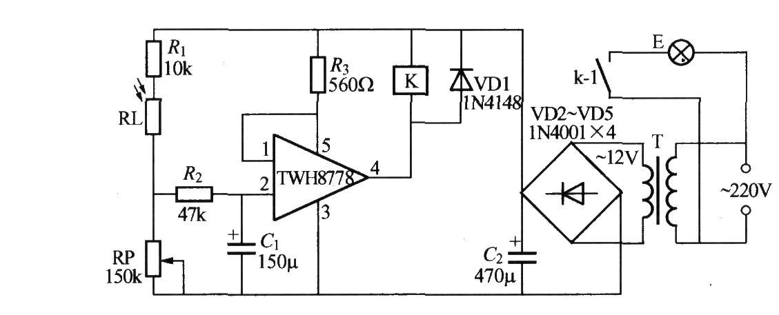 使用TWH8751的光控路燈電路