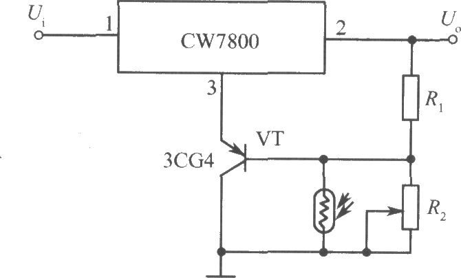 CW7800構成的光控集成穩壓電源電路之一