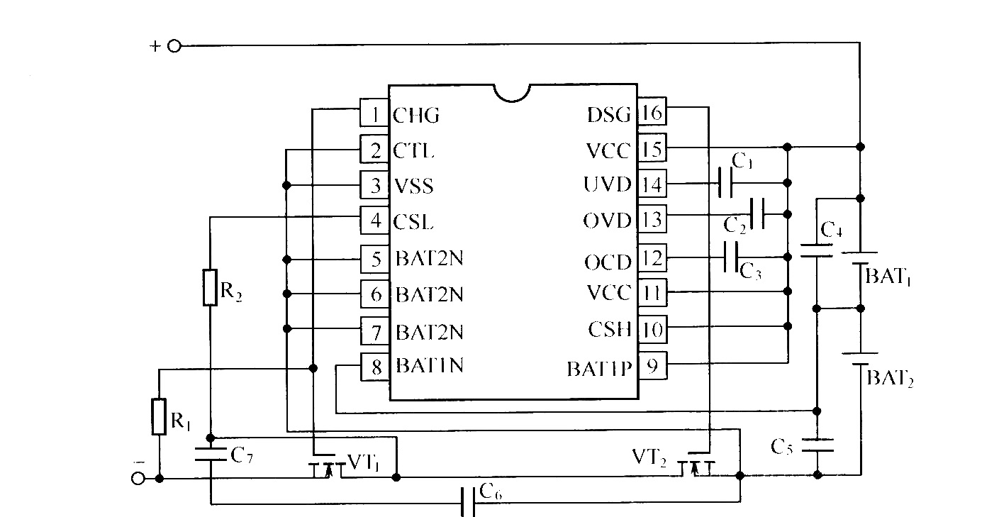 由BQ2058T組成的充放電保護器