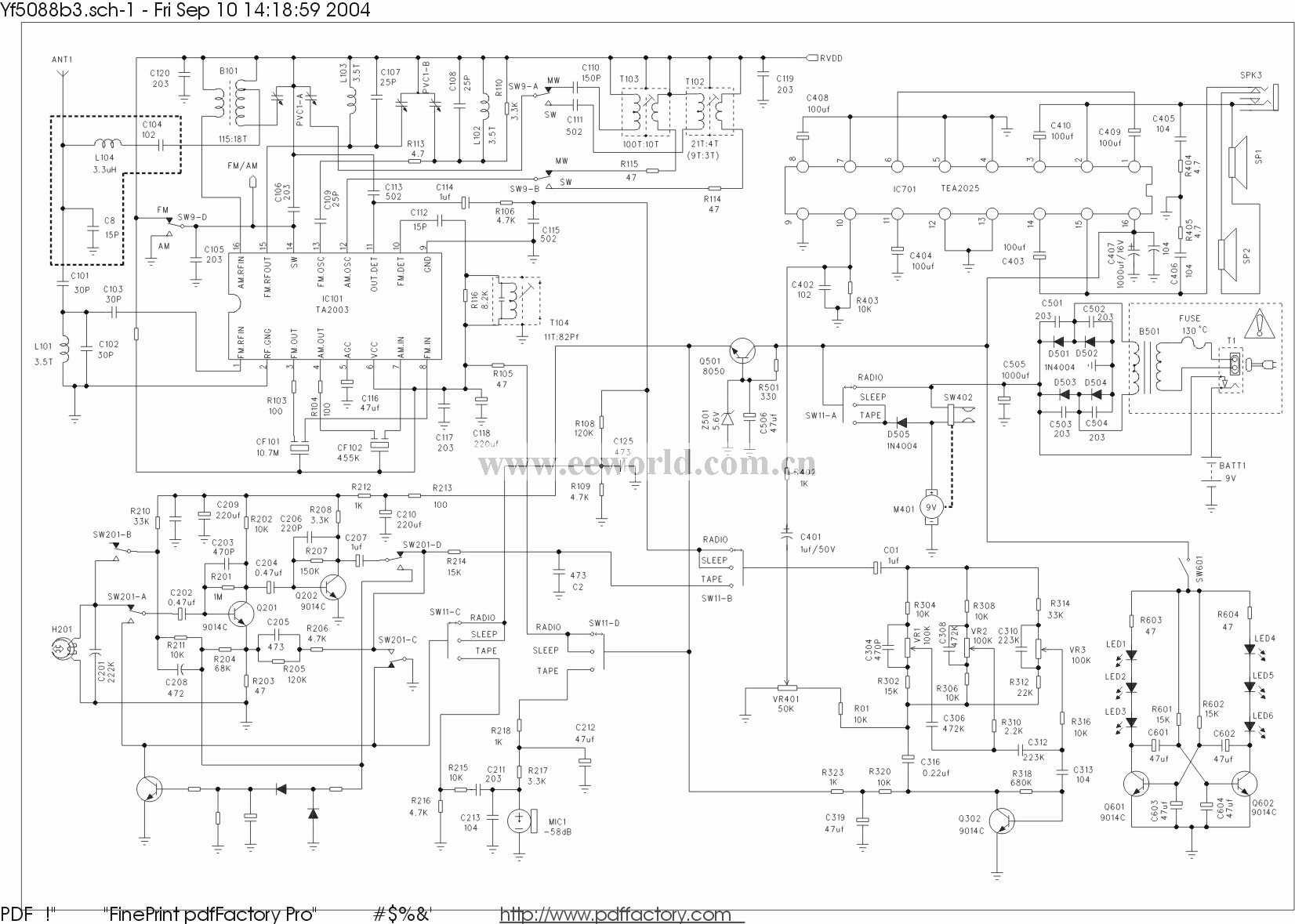 收音頻率液晶顯示收錄機電路圖(1)