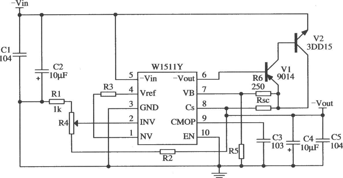 由W1511Y構成的低電壓大電流輸出的應用電路