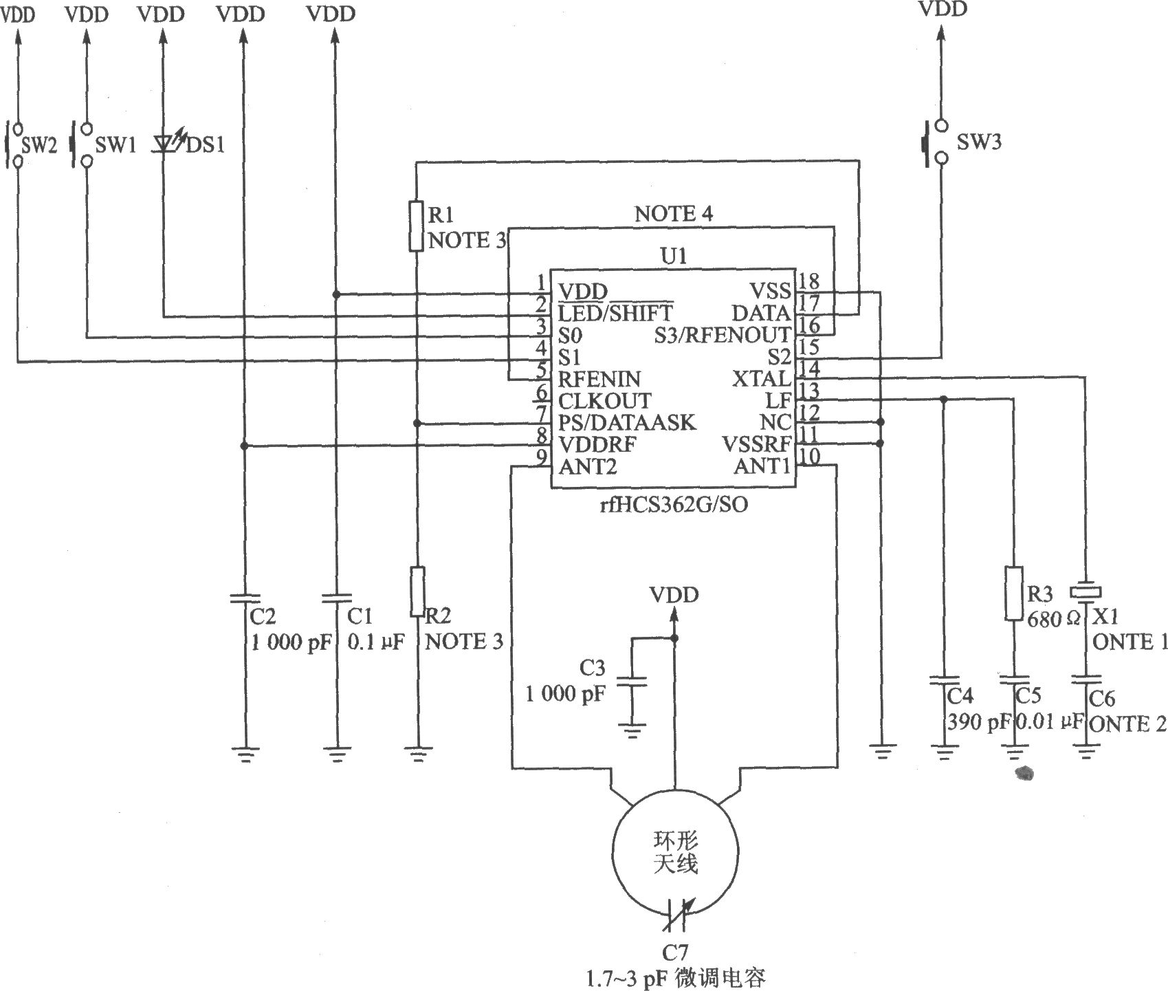 rfHCS362G/362F ASK/FSK 440～310 MHz KEELOQ跳碼發(fā)射器