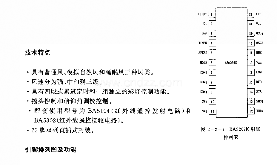 BA8207K (电风扇)红外线迢控接收控制电路