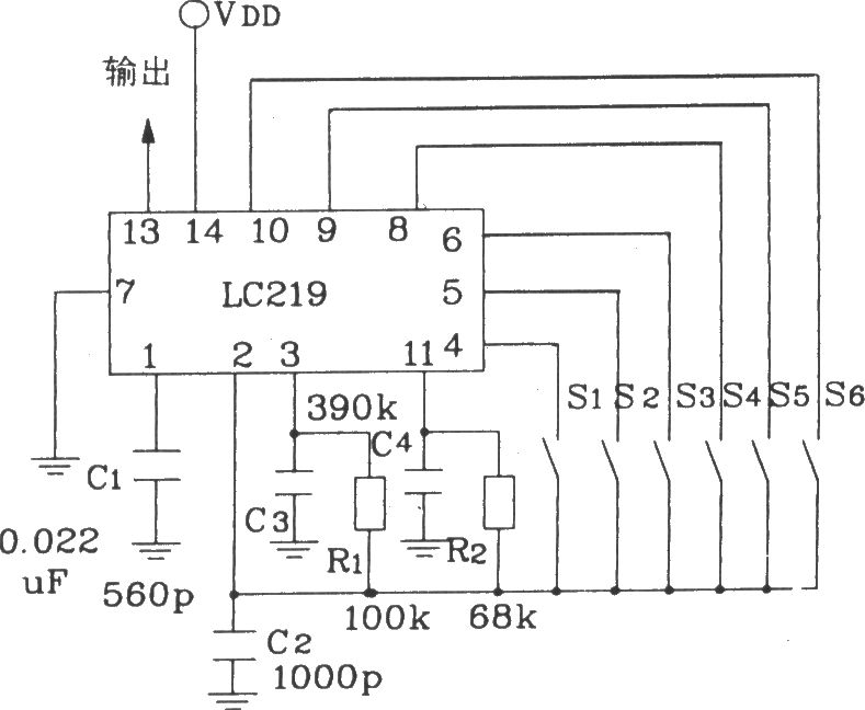 LC219/LC220A構(gòu)成典型的遙控發(fā)射、接收應(yīng)用電路