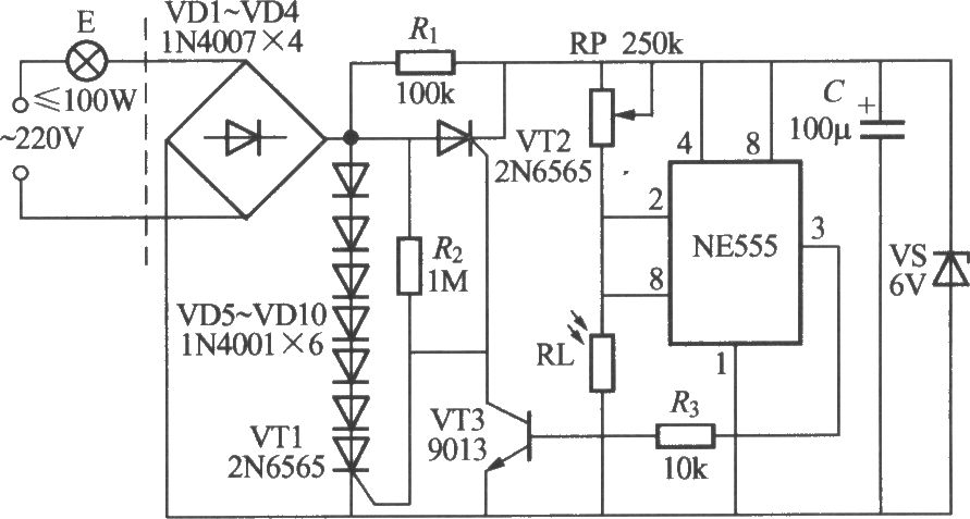 使用NE555的光控路燈電路(2)