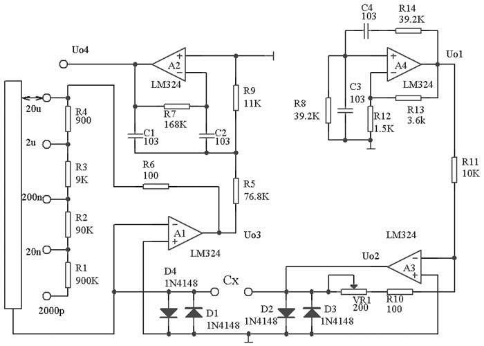 DTXXX數(shù)字萬用表電容測量電路