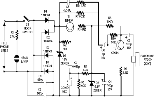 耳塞式二管接收電話機(jī)