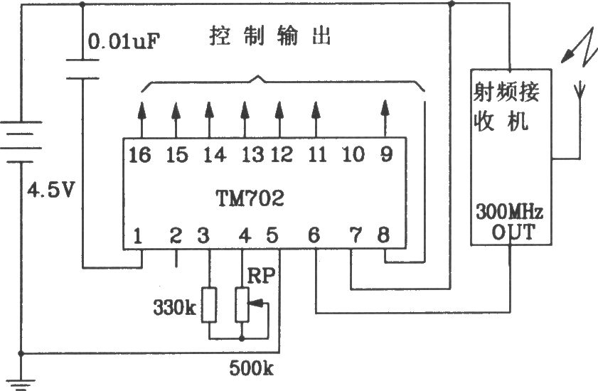 由TM701/TM702構(gòu)成射頻遙控發(fā)射、接收電路圖