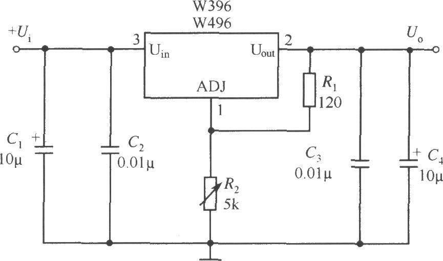 W396／W496組成的輸出電壓可調(diào)的應(yīng)用電路