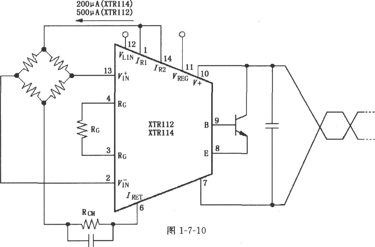 XTR112/114電橋輸入、電流激勵電路