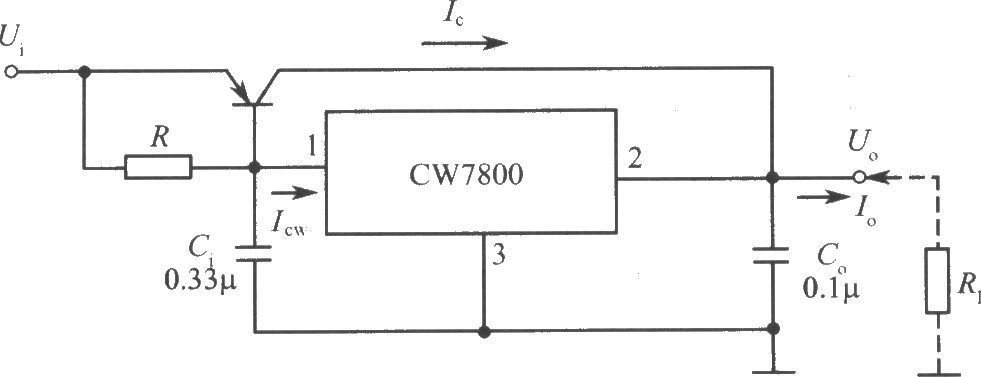 CW7800構成的大電流輸出集成穩壓電源電路之一