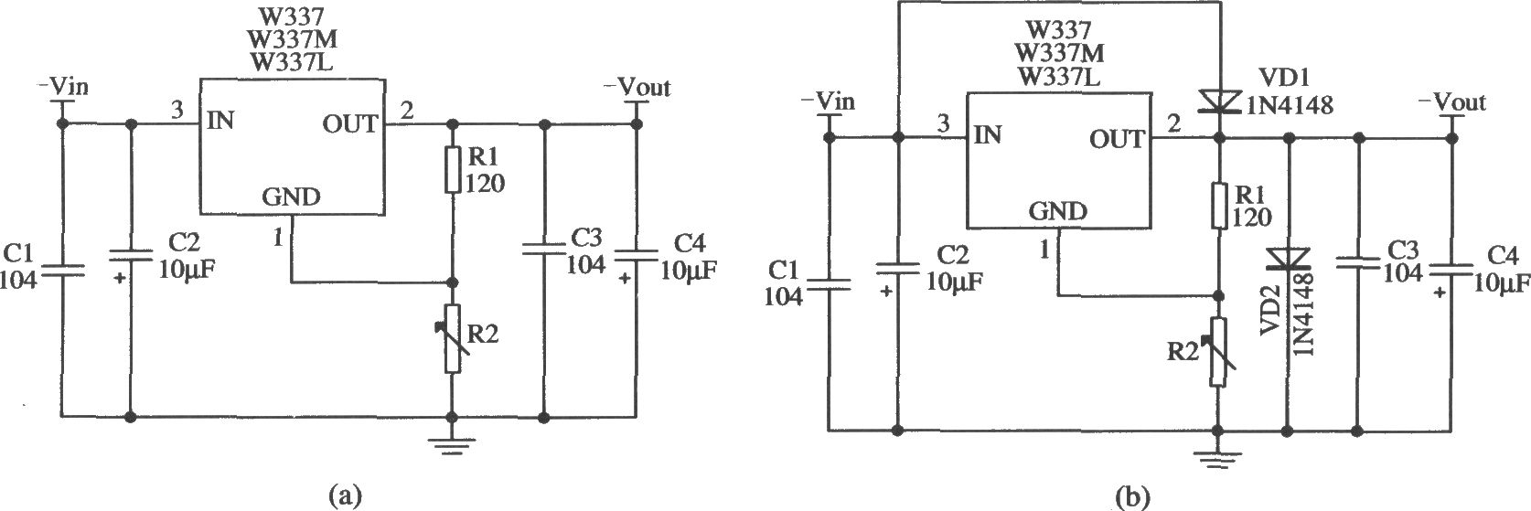 三端可调负集成稳压器W337L／W337M／W337的典型应用电路