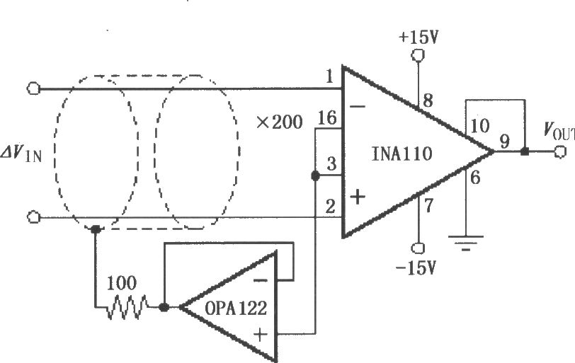 具有屏蔽驅(qū)動的儀表放大電路INA110