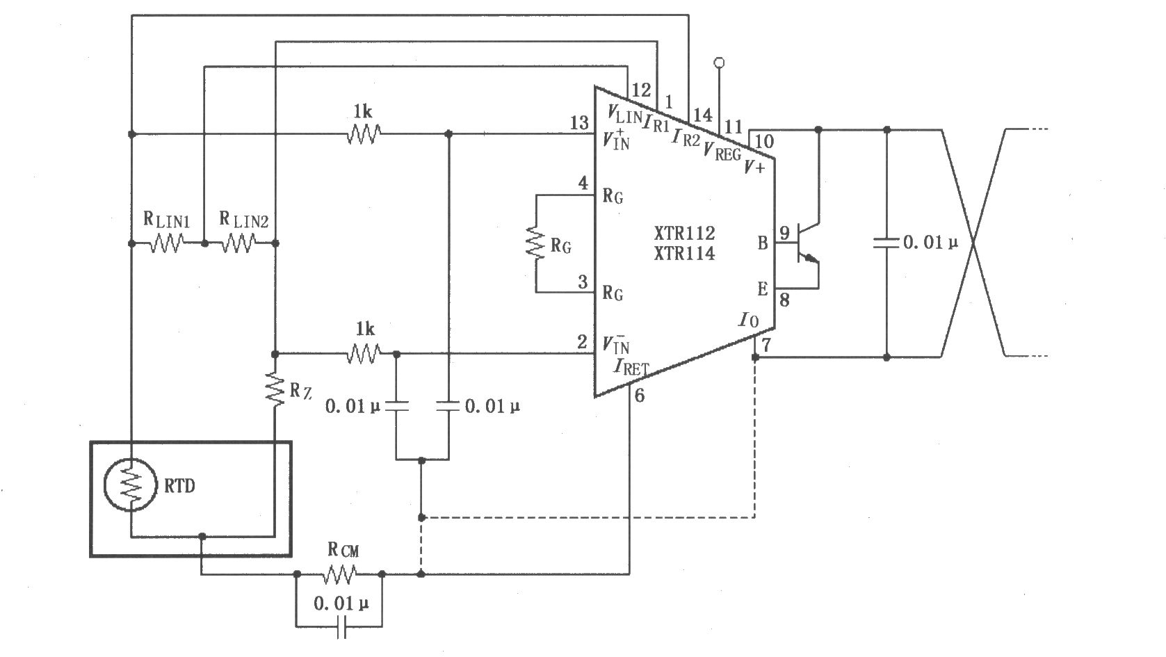 具有線性化的輸入旁路電路(XTR112/114)