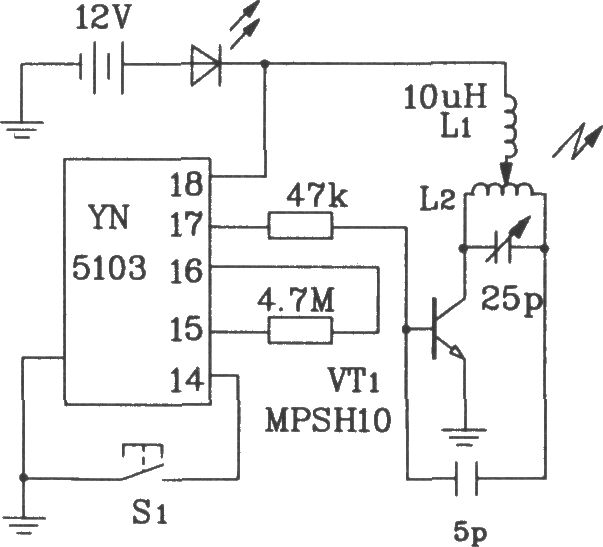 由YN5103/5203多路射頻遙控編碼發(fā)射、譯碼接收集成電路