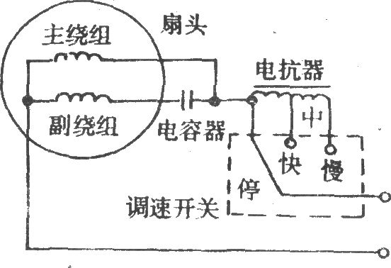 电风扇抽头式电抗器调速电路