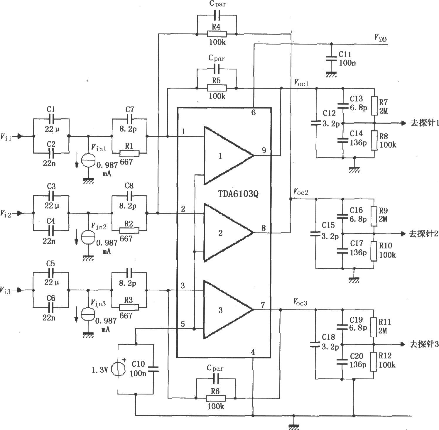 TDA6103Q的具有反饋因數(shù)1／150的測(cè)試電路