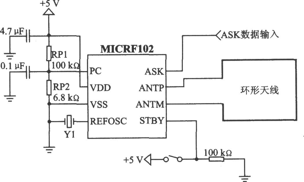 MICRFl02 ASK 470～300 MHz發(fā)射器