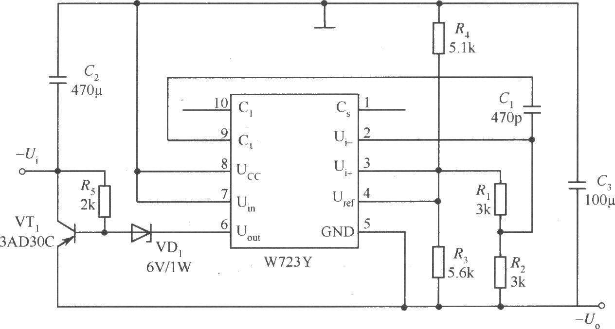 W723構(gòu)成的輸出負(fù)電壓的應(yīng)用電路