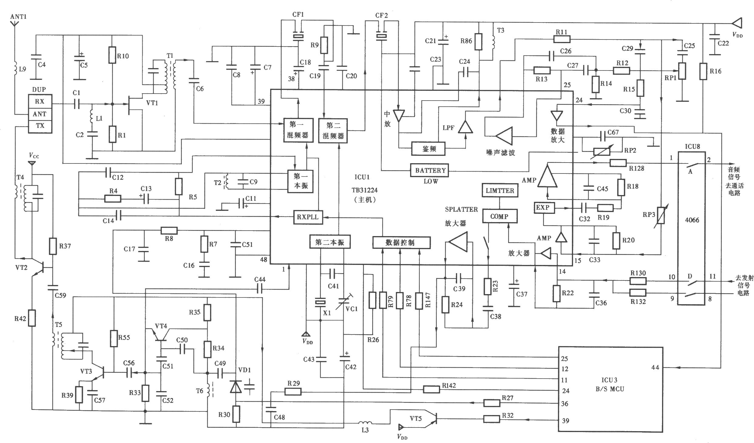 天時(shí)達(dá)HW838(4)P/ISD—LED型無(wú)繩電話機(jī)主機(jī)射頻電路