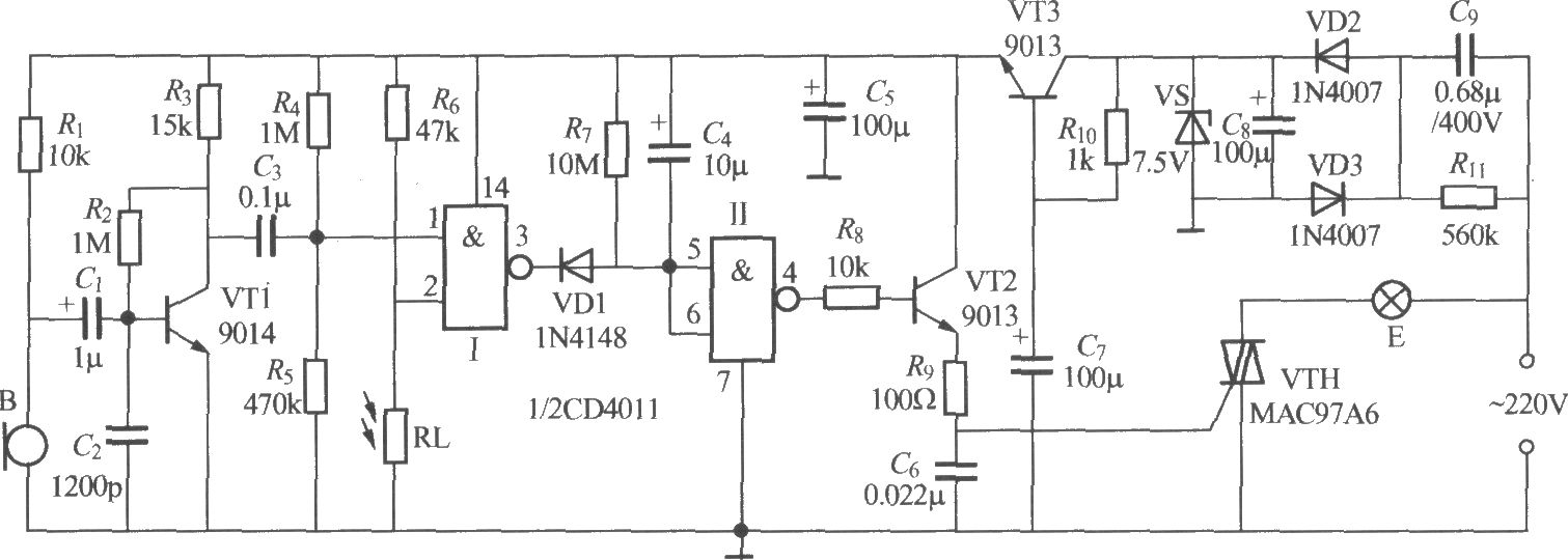 非二线制声光控楼梯延迟开关电路(4)