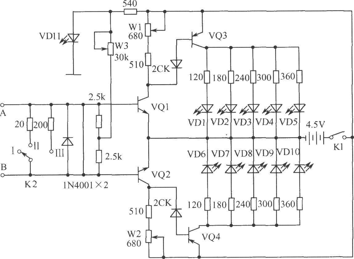 LED顯示的檢流計電路