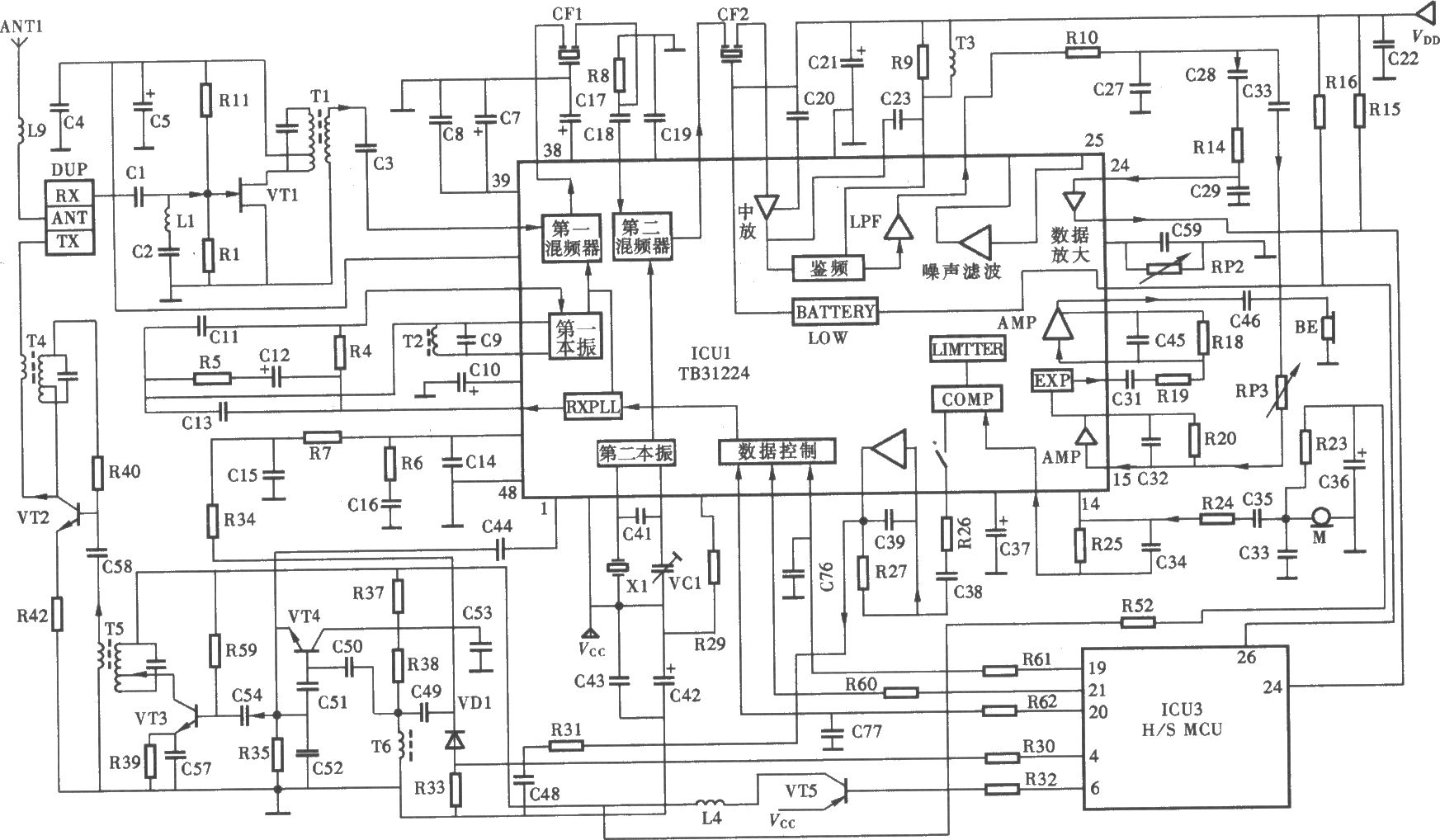 天時(shí)達(dá)HW838(4)P/TSD-LCD型無繩電話手機(jī)射頻電路