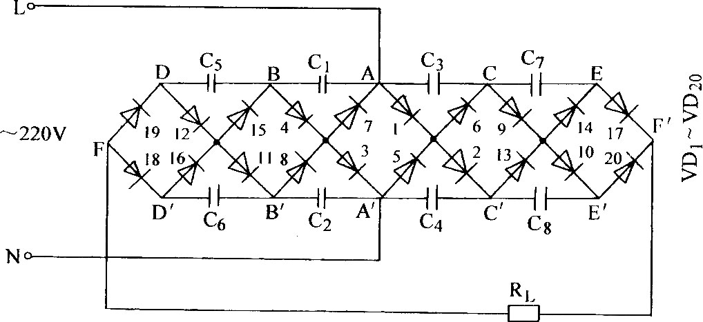 五桥串桥高压整流电路