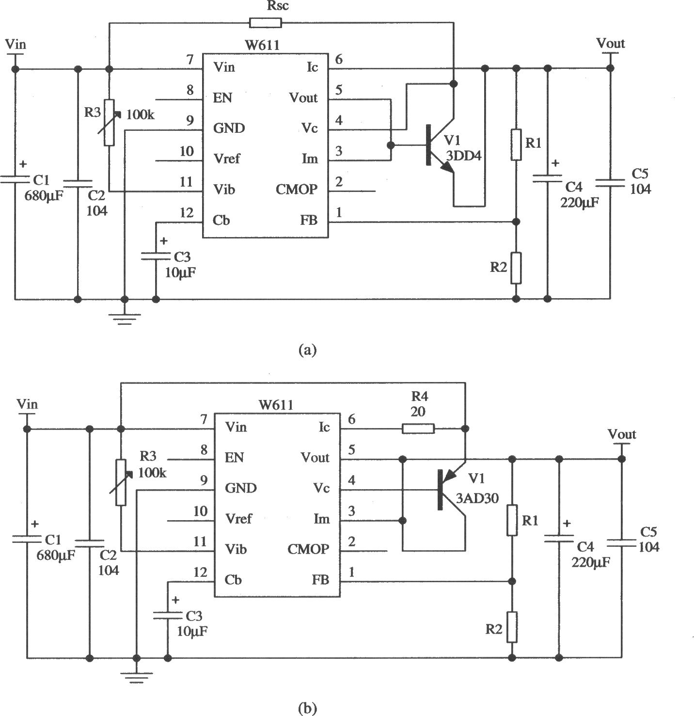 由W611构成的输出电流扩展的应用电路