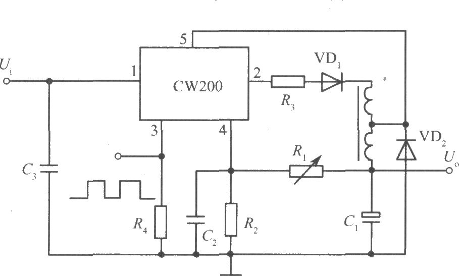 CW200組成的他激開關(guān)式集成穩(wěn)壓電源