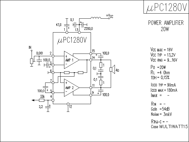 uPC1280V功放電路