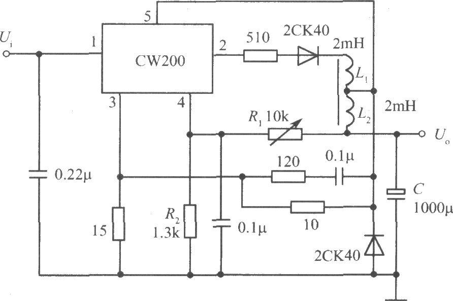 CW200組成的自激開關(guān)式集成穩(wěn)壓電源