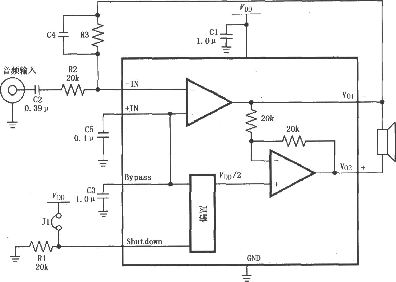 LM4818的高增益音頻放大電路