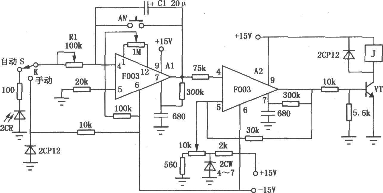 运放F003组成的自动曝光定时器
