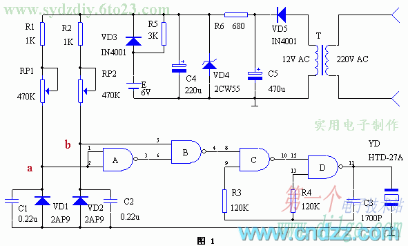 超溫及降溫報(bào)警器電路