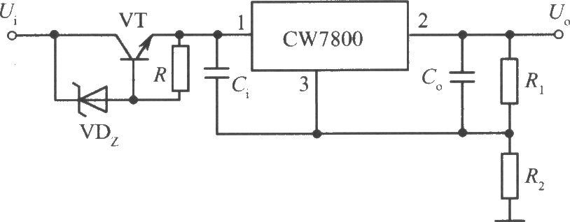 CW7800構成的高輸入-高輸出集成穩(wěn)壓電源電路之二