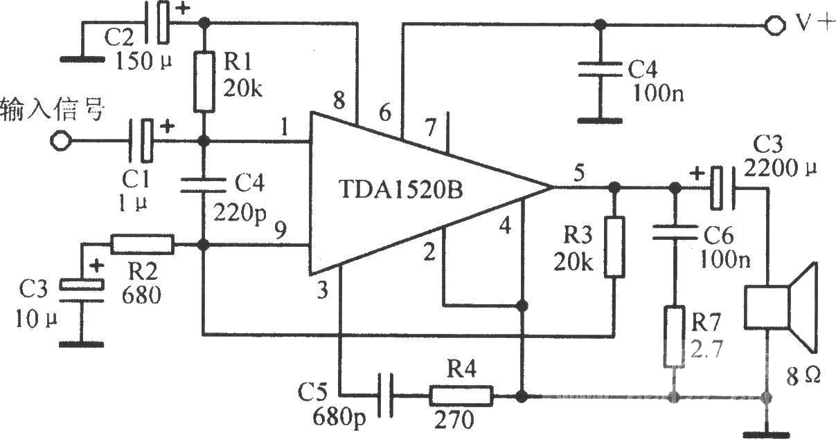 TDAl520B典型應(yīng)用電路