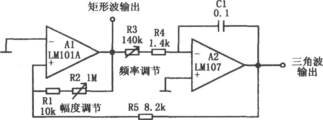 具有三角波和矩形波輸出的振蕩電路(LM107、LM101A)