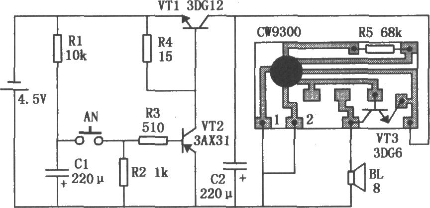 CW9300组成的定时门铃电路