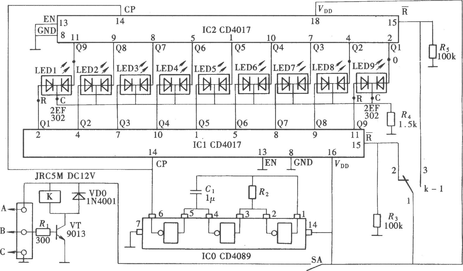 电流方向演示器(CD4089、CD4017)