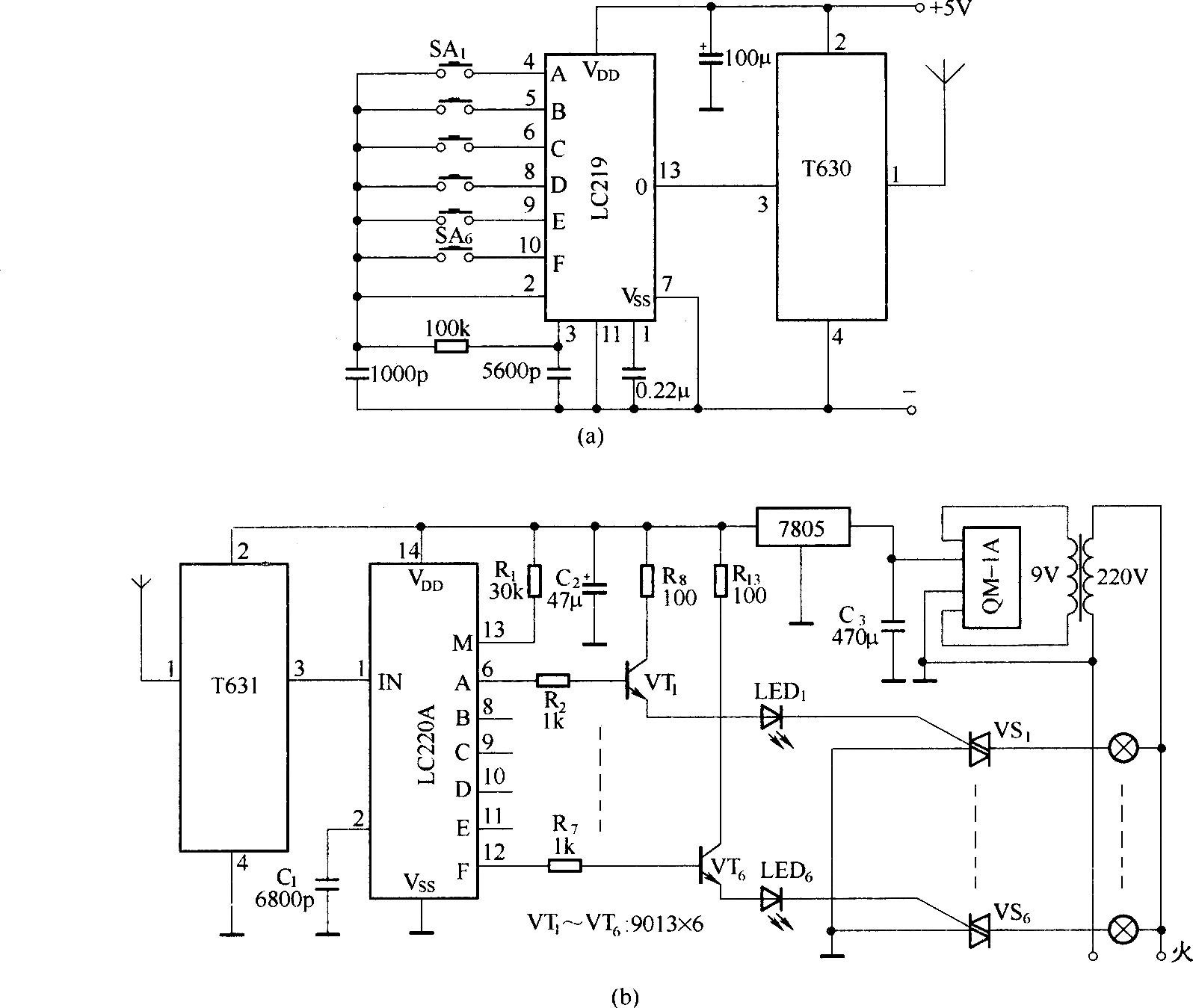 由T630/T631組成的無(wú)線(xiàn)長(zhǎng)波遙控器